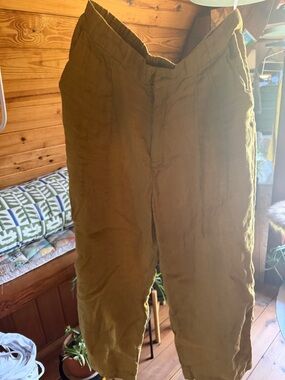 7115 by Szeki Women’s Mustard Linen Relaxed Chino Pants Size L
